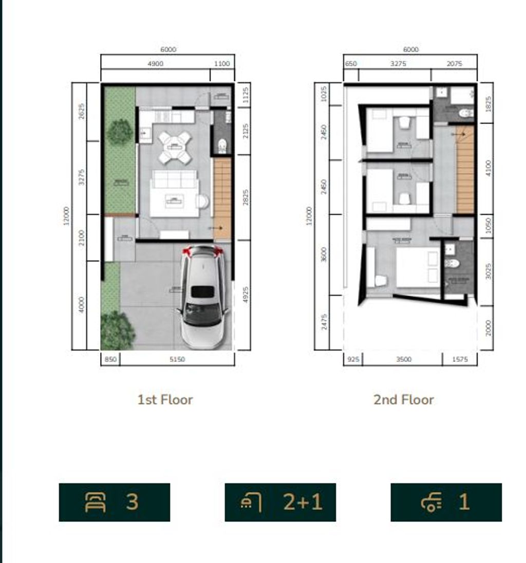 foto denah rumah tipe 75/90 perumahan PARADESA SETU EXT