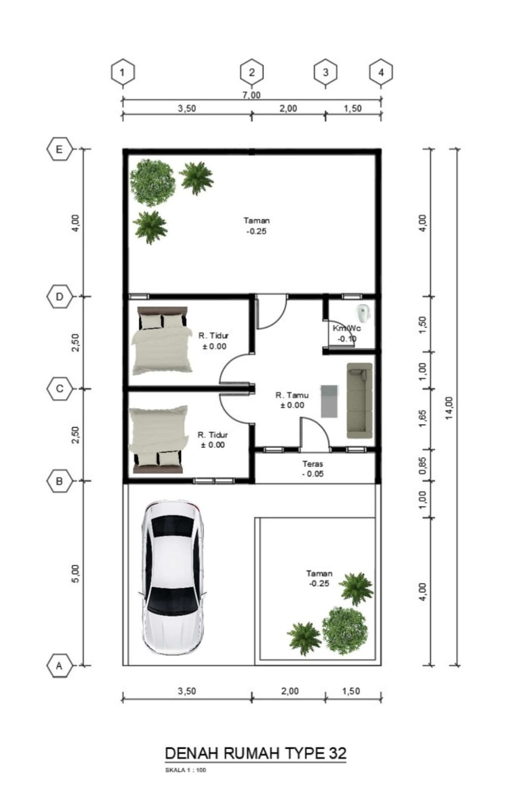 foto denah rumah tipe 32 perumahan GREEN ZHAFIRA RESIDENCE