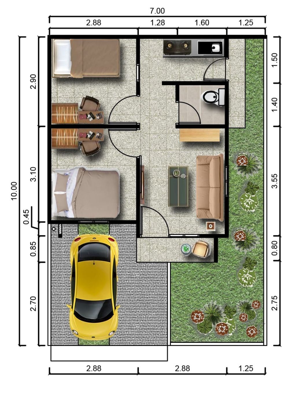 foto denah rumah tipe 36/68 perumahan GRAND SURYA VILLAGE