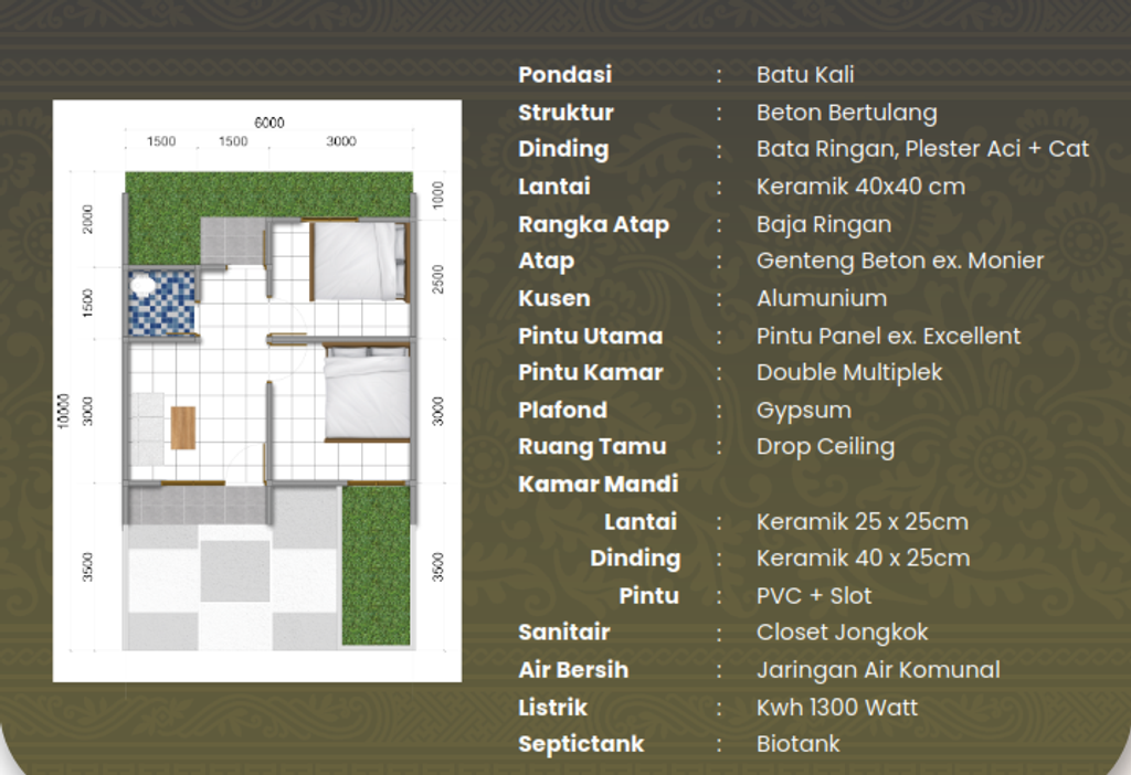 foto denah rumah tipe KALMIA PLUS perumahan BATARA PARKVIEW 2