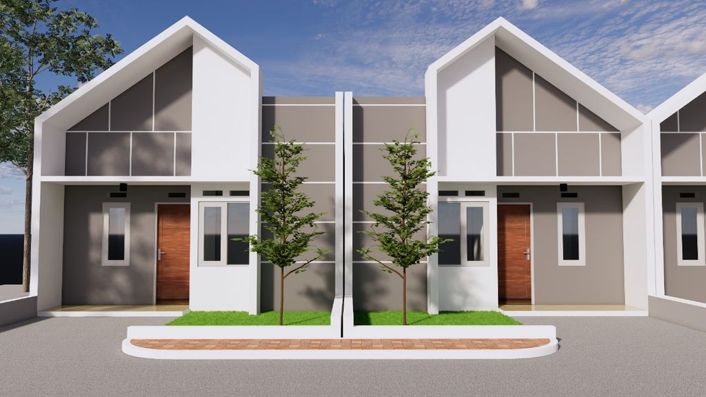 foto tampak rumah tipe SCANDINAVIAN 2025 perumahan GRIYA SEDAYA 2 LEMAHIRENG