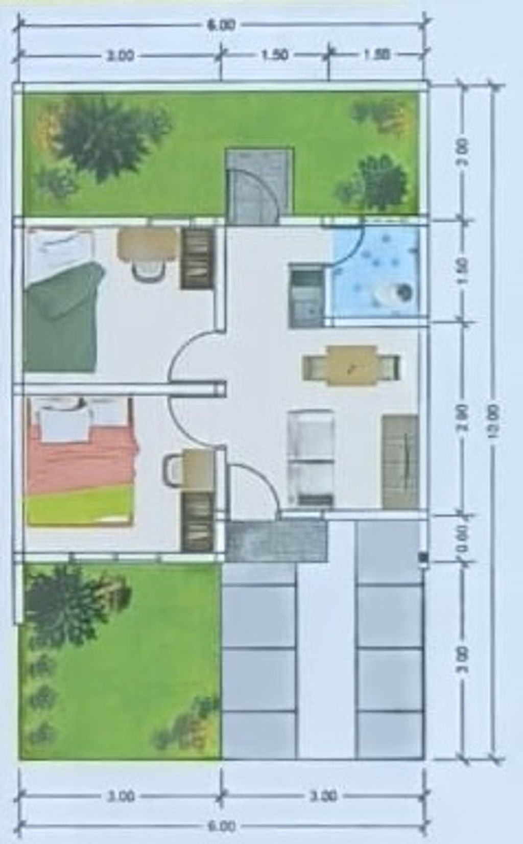 foto denah rumah tipe 30/60 Tahun 2025 perumahan PERMATA DARU RS