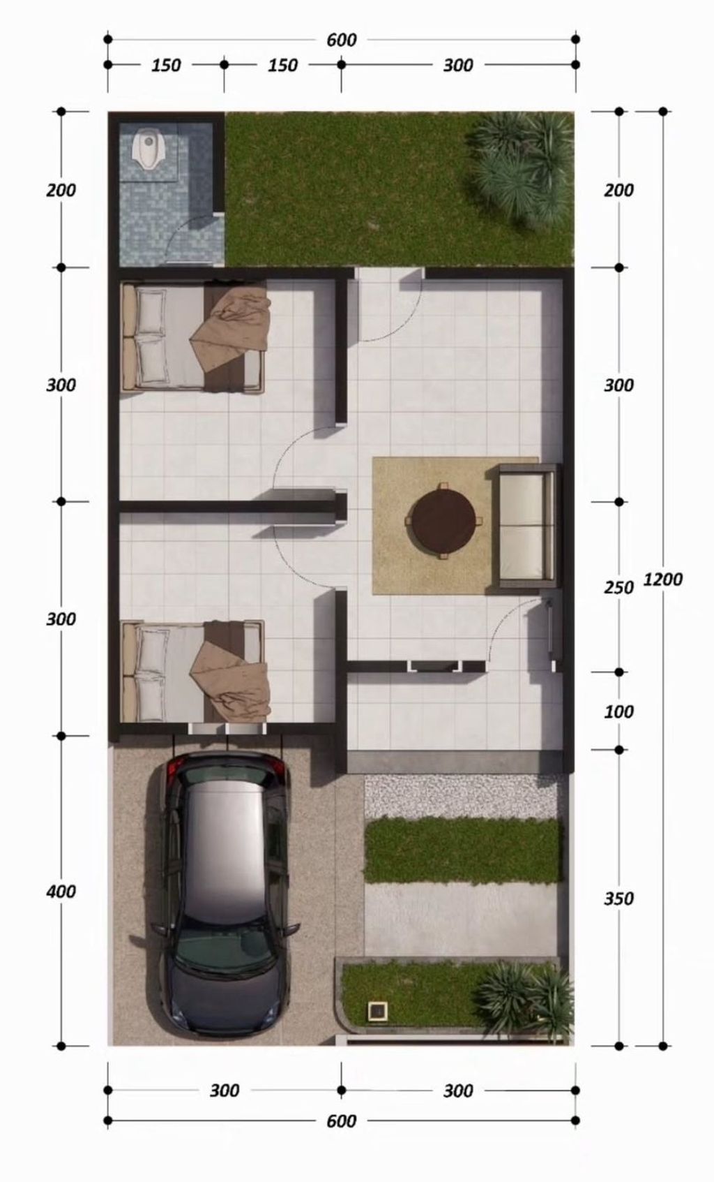 foto denah rumah tipe 36/72 perumahan CASA MOSA
