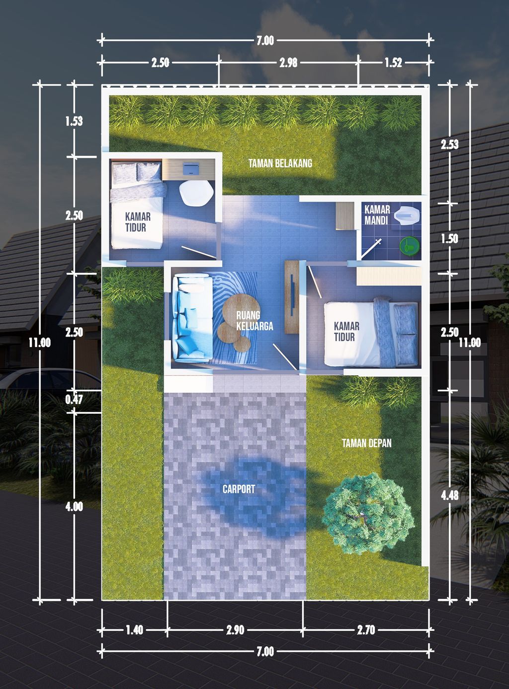foto denah rumah tipe 27/75 perumahan NATA ALAM MAVILLA 2 TAHAP II