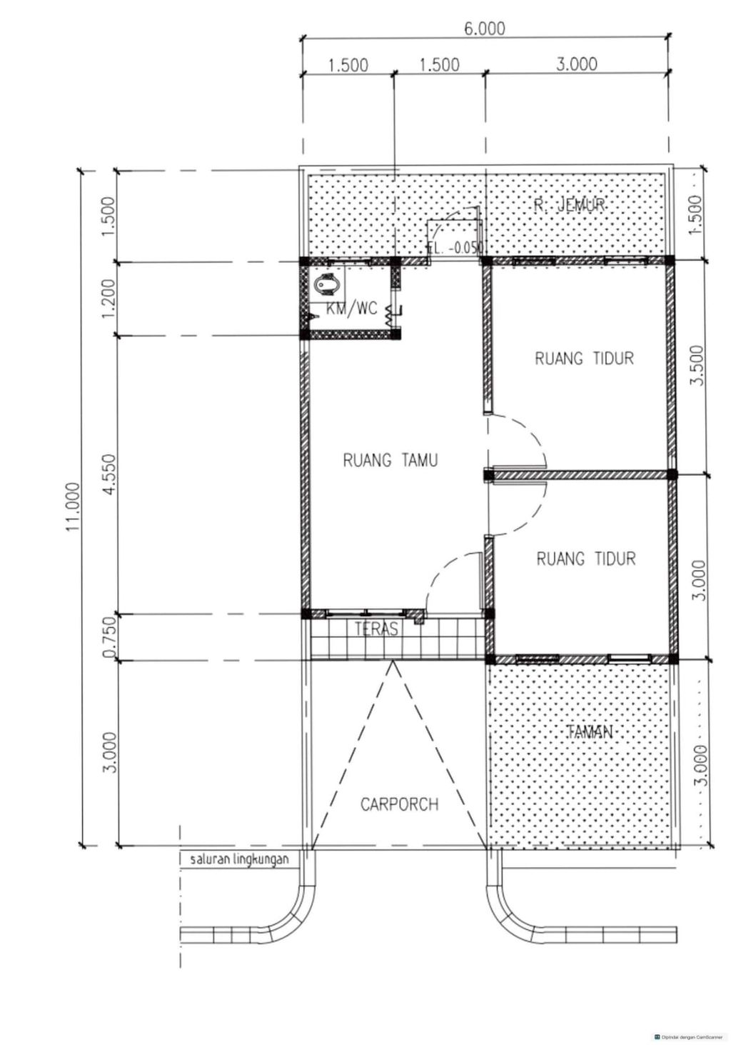 foto denah rumah tipe hook perumahan Kristal Residence 1