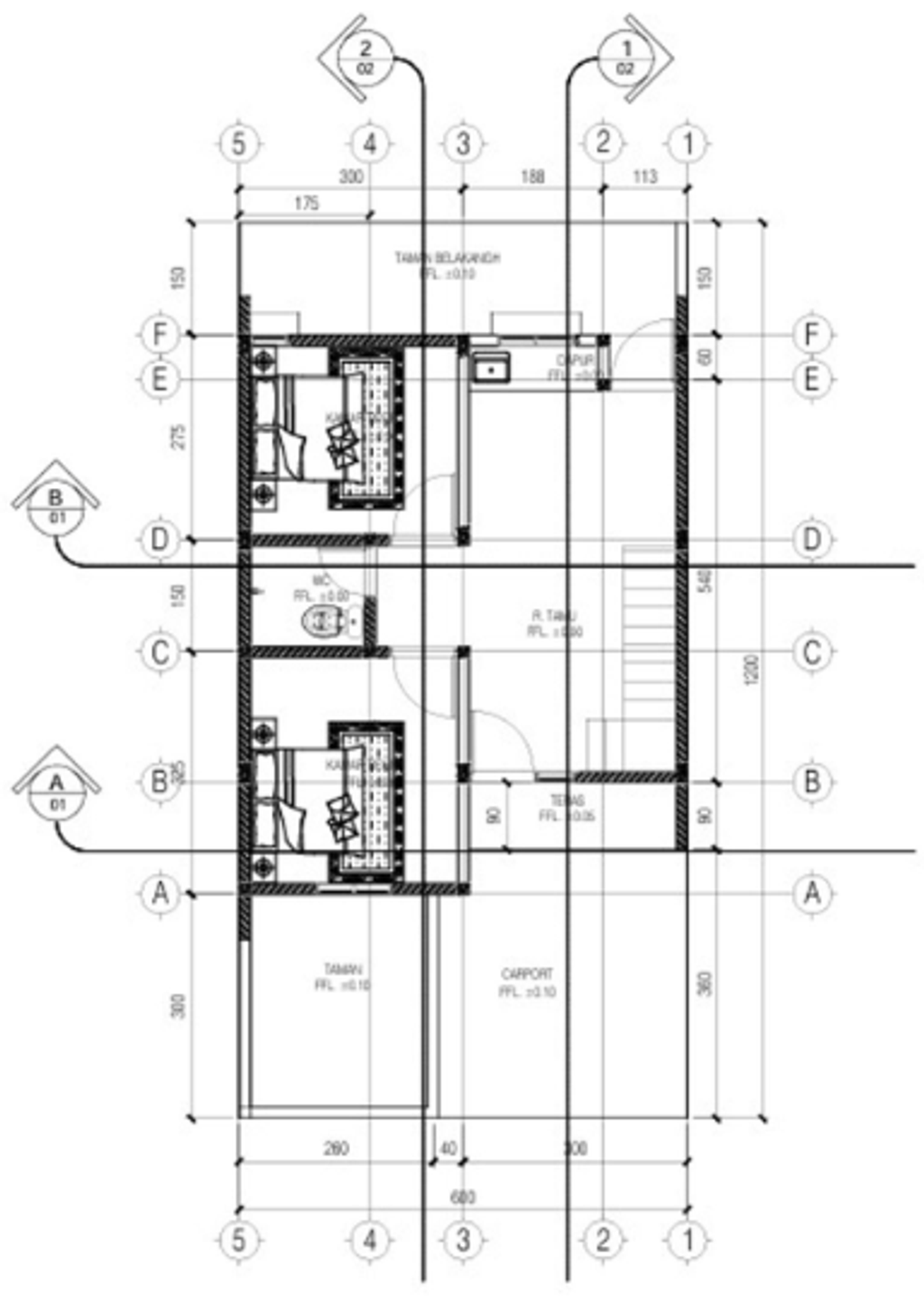 foto denah rumah tipe 48/72 Minimalis perumahan BUMI ANGGREK RESIDENCE 2 & 3