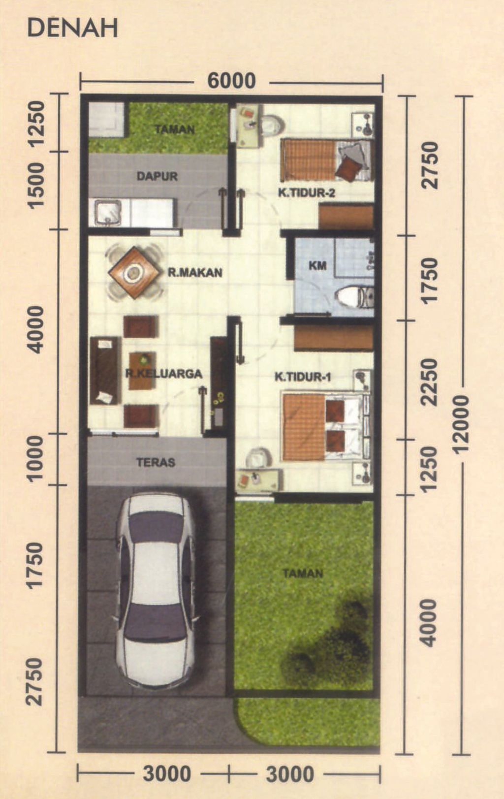 foto denah rumah tipe 107/102 perumahan PERUMAHAN PURI DAGO