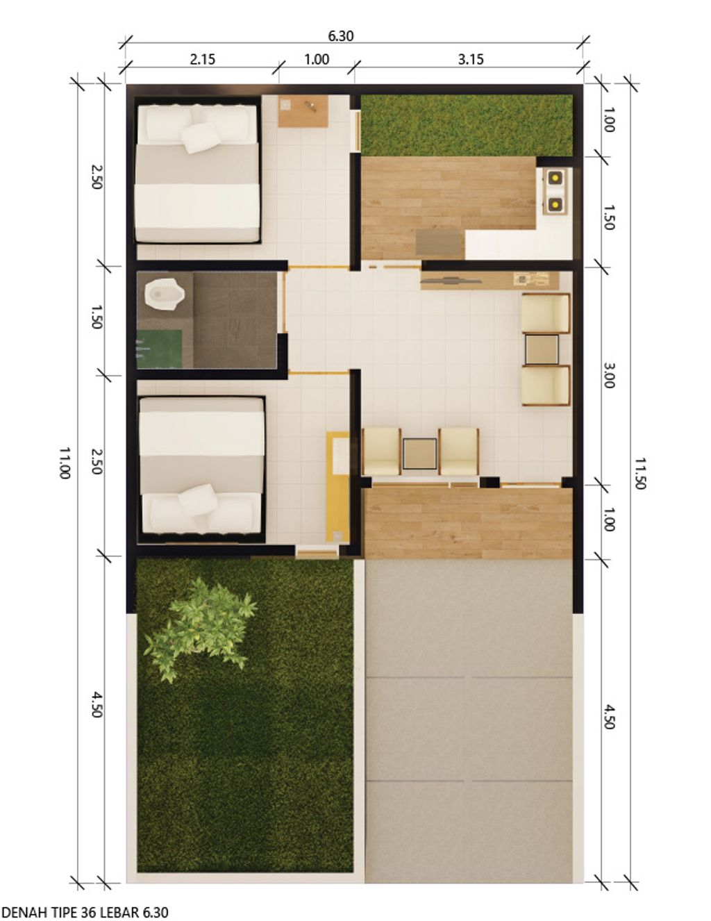 foto denah rumah tipe 36/87 perumahan Puri Gracia Asri