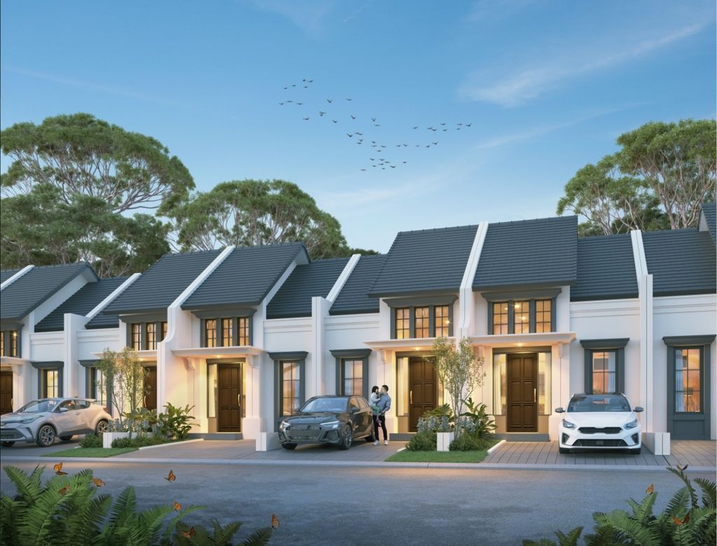 foto tampak rumah tipe LEBAR 5 MODBURY 1 LANTAI perumahan CITRALAND CIBUBUR CLUSTER MODBURY