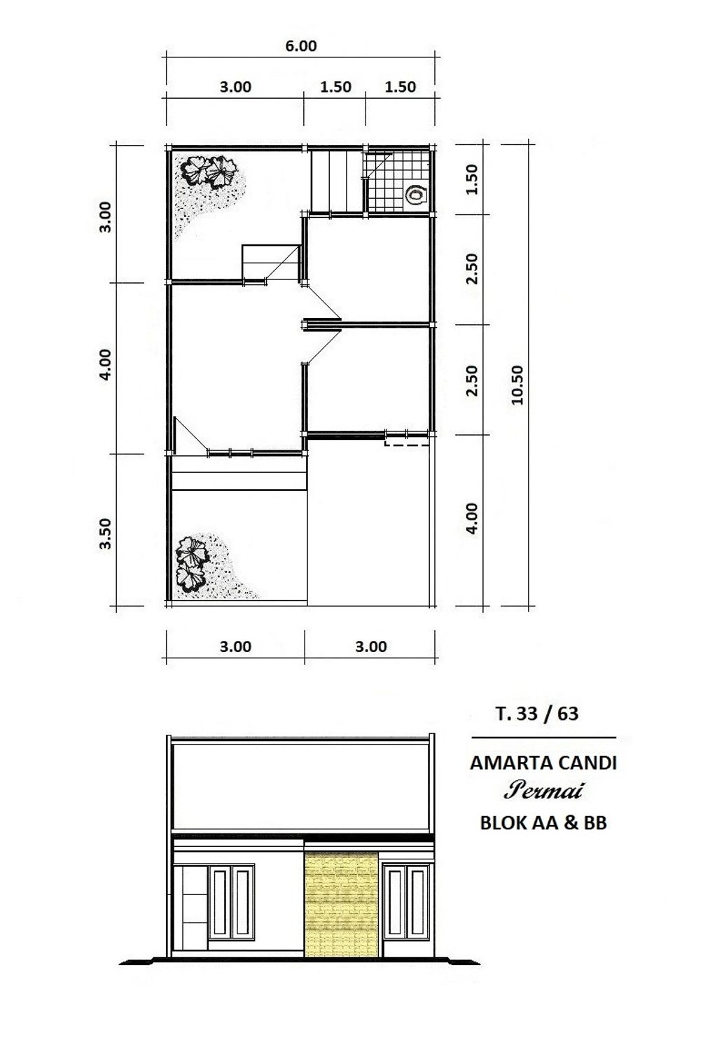 foto denah rumah tipe 33 perumahan AMARTA CANDI PERMAI TAHAP II