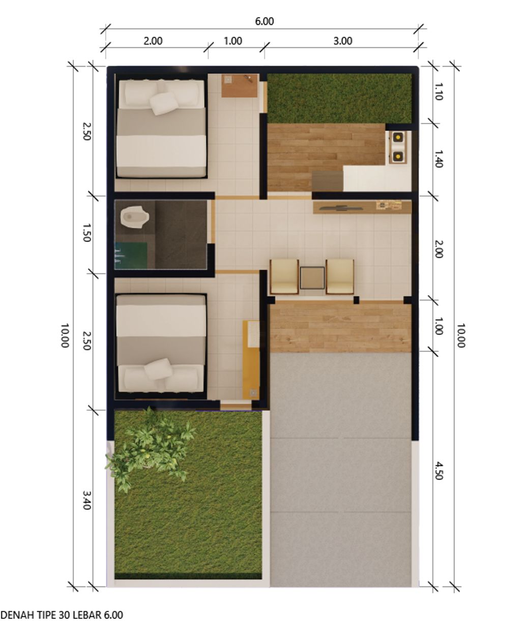 foto denah rumah tipe 30/60 perumahan Puri Gracia Asri