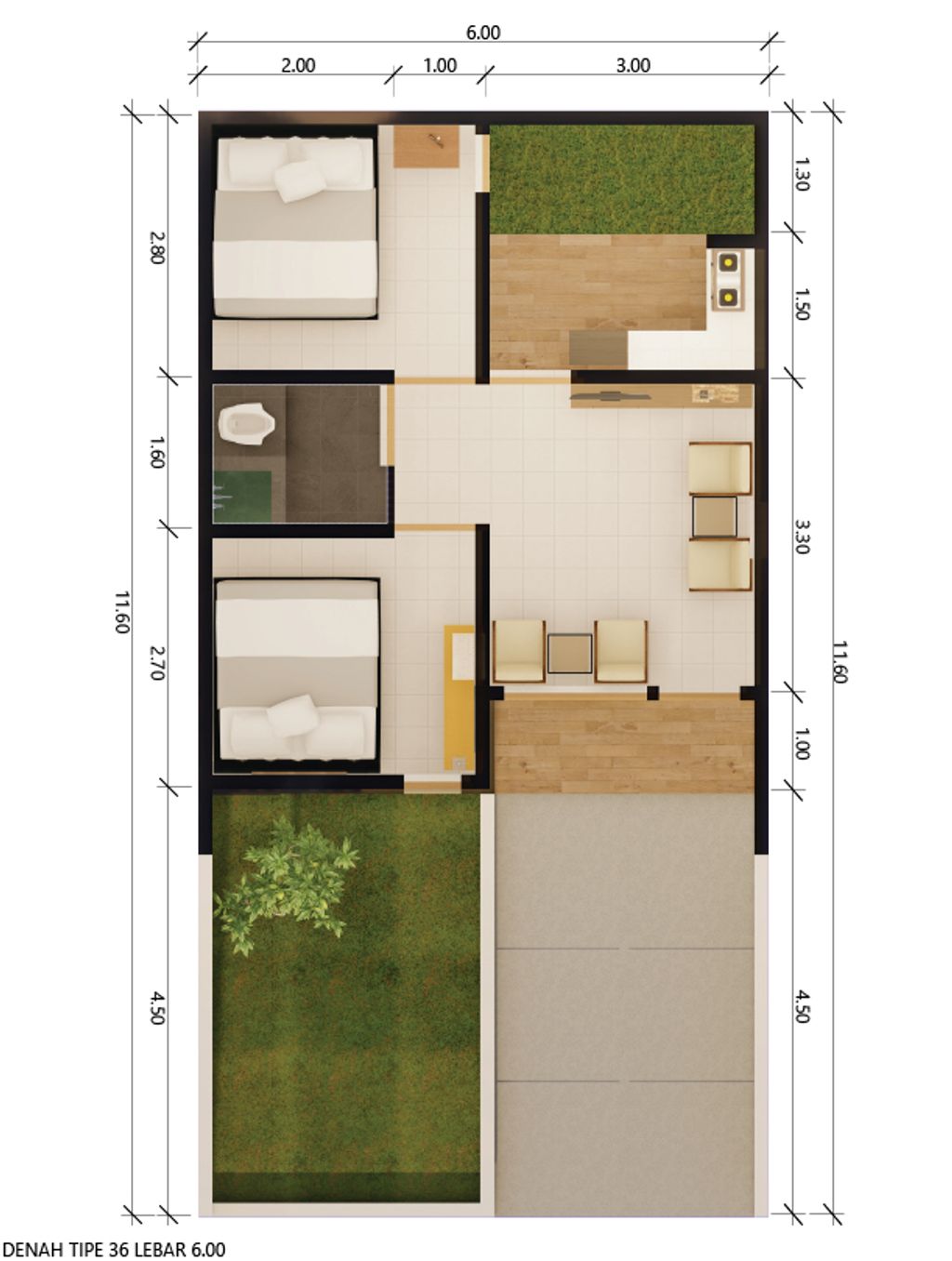 foto denah rumah tipe 36/72 perumahan Puri Gracia Asri