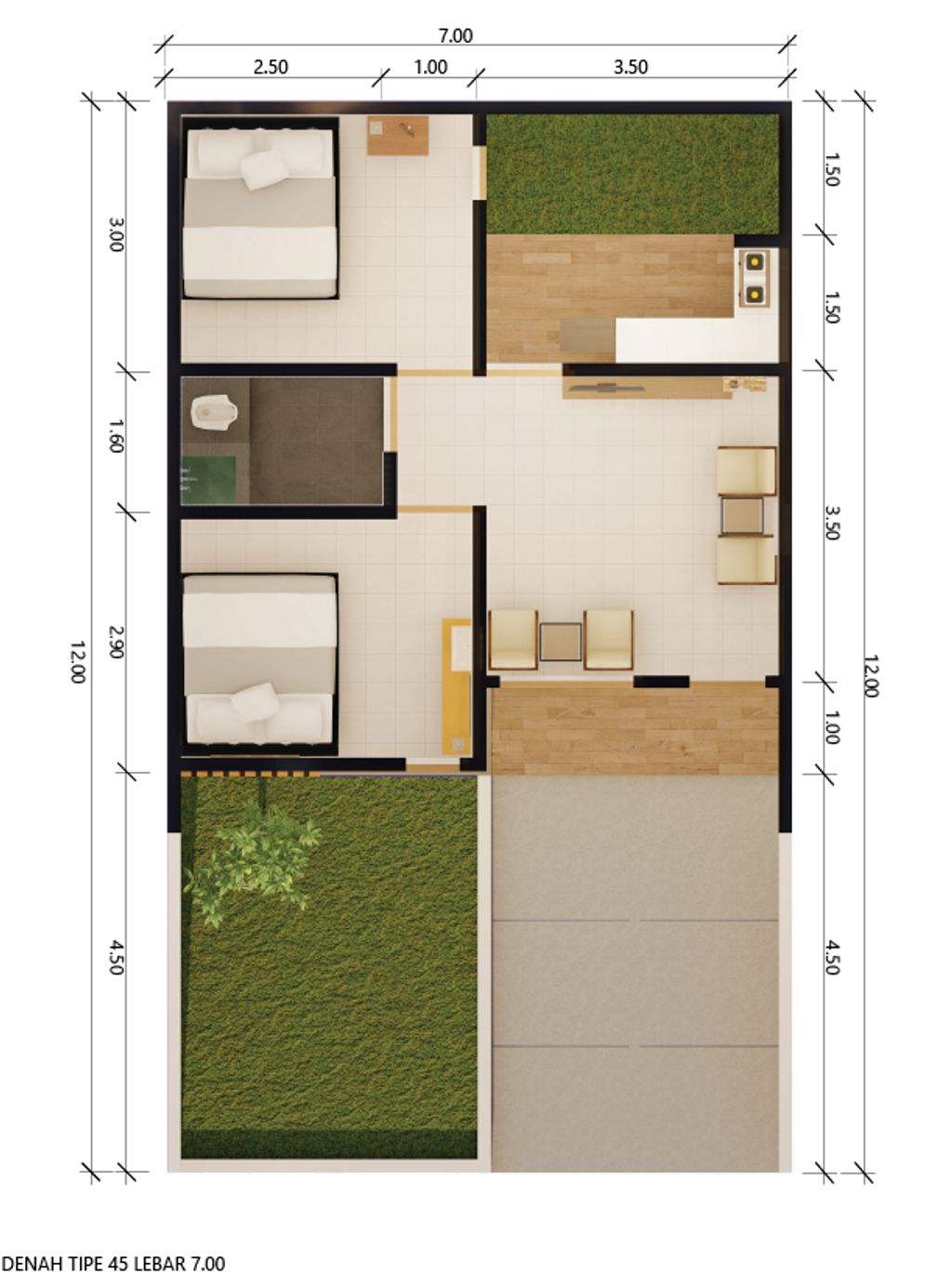 foto denah rumah tipe 45/84 perumahan Puri Gracia Asri