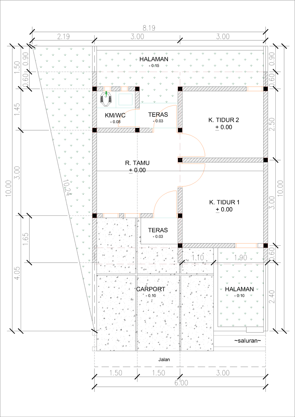foto denah rumah tipe P03-1 (2025) perumahan Kepuren Residence (Pelawad)