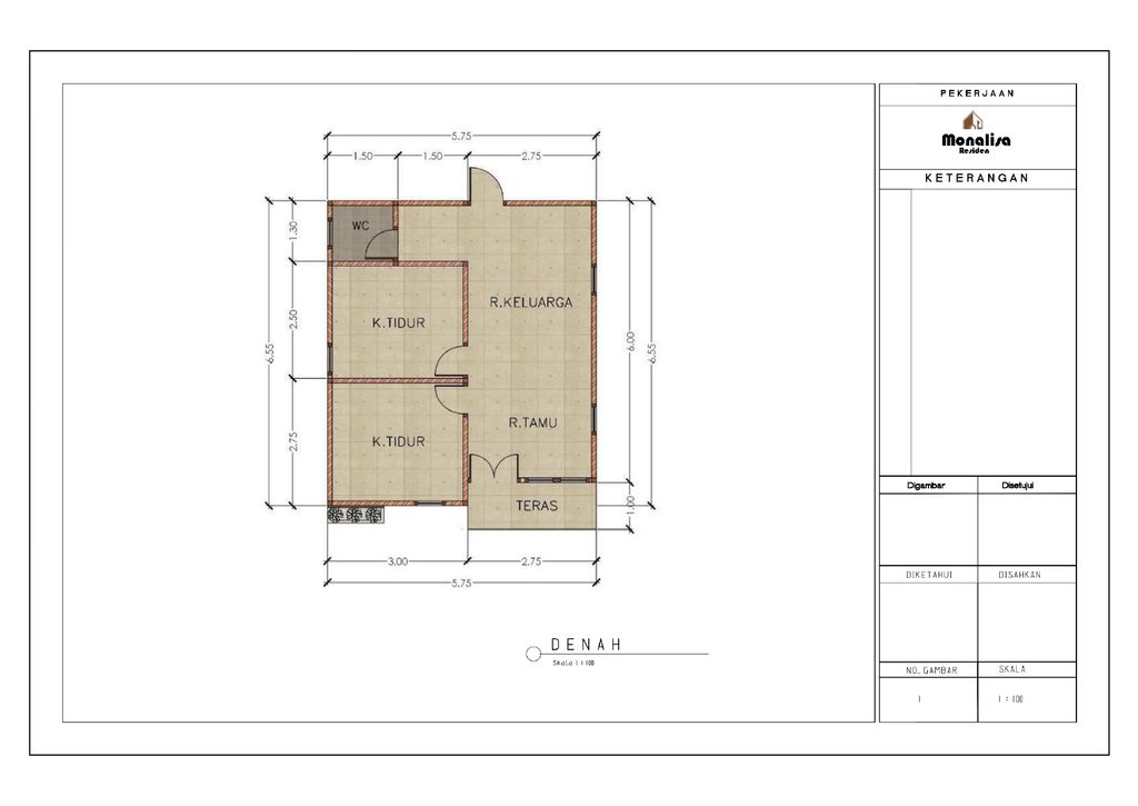foto denah rumah tipe 36 (158 m2) perumahan PERUMAHAN MONALISA RESIDENCE 2