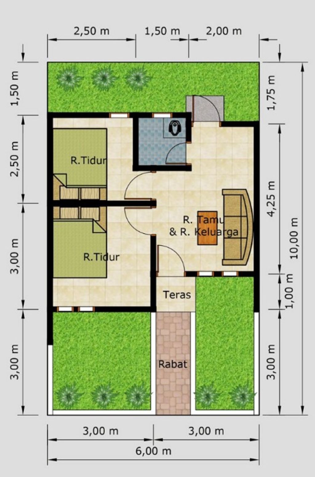 foto denah rumah tipe 30/60 perumahan BENTENG MUTIARA MAS V