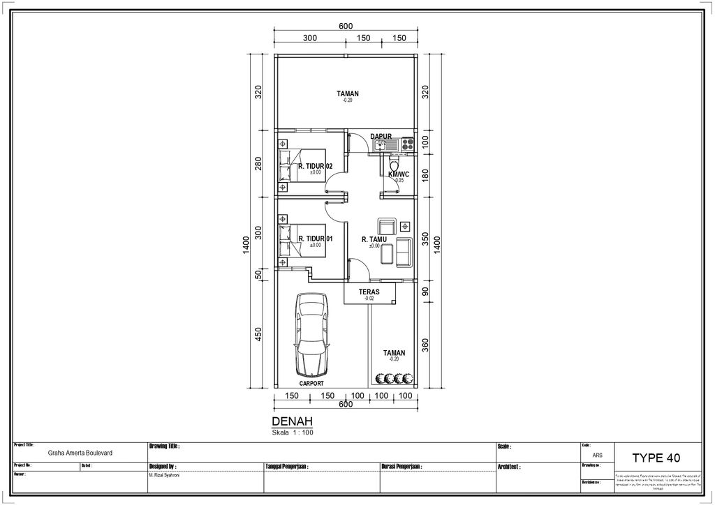 foto denah rumah tipe T-40 A-37 perumahan GRAHA AMERTA BOULEVARD