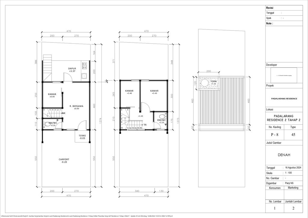 foto denah rumah tipe 45 Compact Platinum Cozy Level (3 KT) (496) perumahan G-Land Padalarang Residence 2 Tahap 2