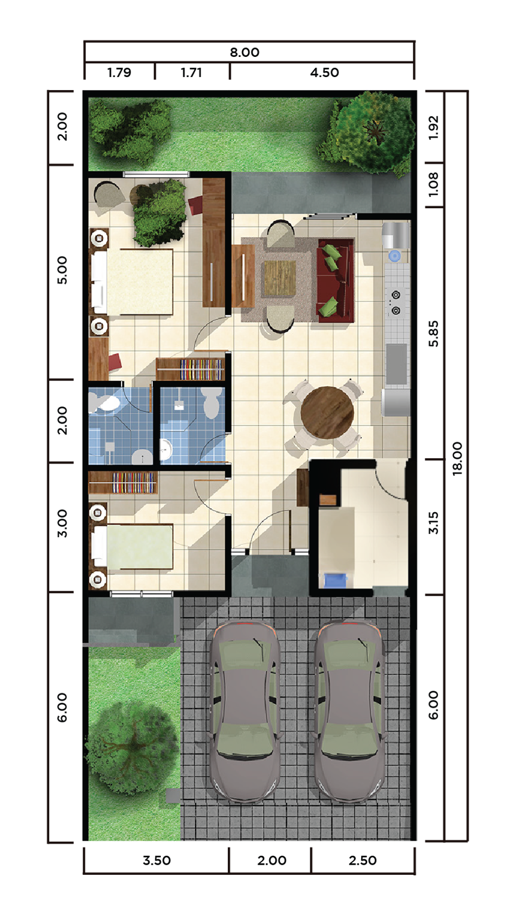 foto denah rumah tipe ESTER A perumahan Raffles Residence Tahap 2
