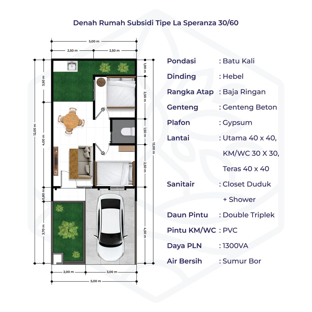 foto denah rumah tipe 30/60 perumahan Green Walantaka Tahap 2