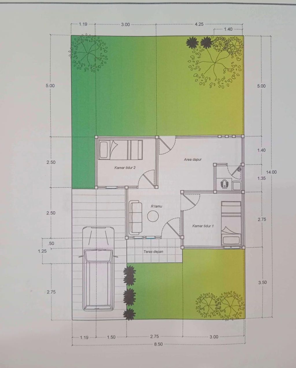 foto denah rumah tipe RUKO perumahan GREEN AL-FATH 4