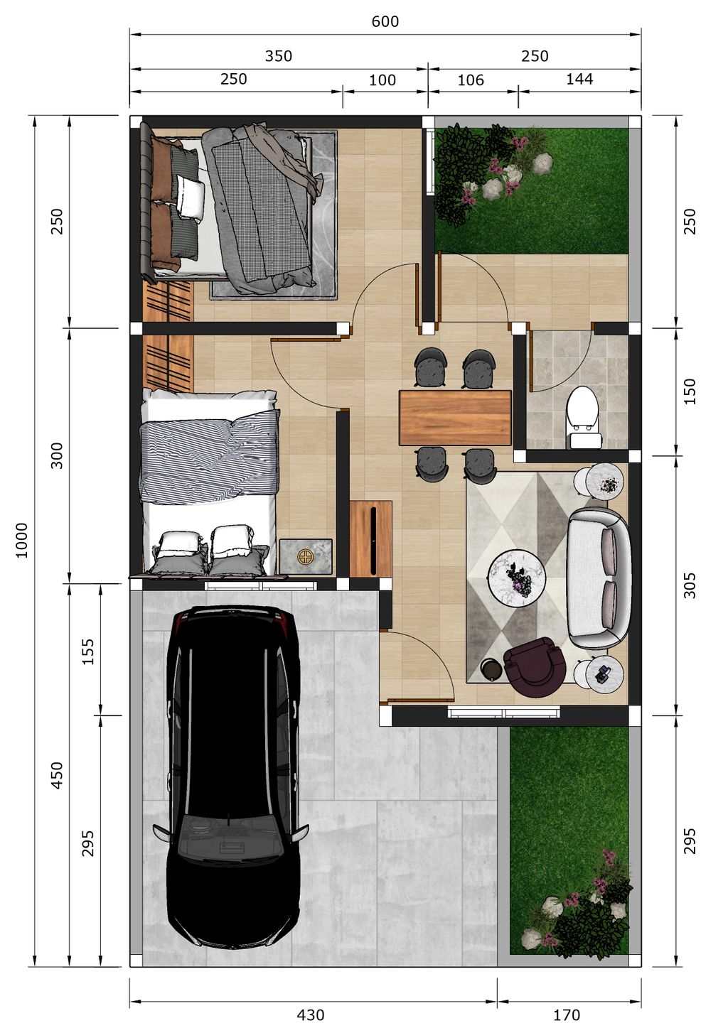 foto denah rumah tipe Pinus perumahan KHAYANGAN RESIDENCE