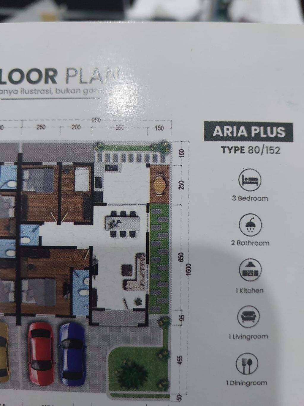 foto denah rumah tipe ARIA PLUS perumahan SETIABUDI ANGGREK
