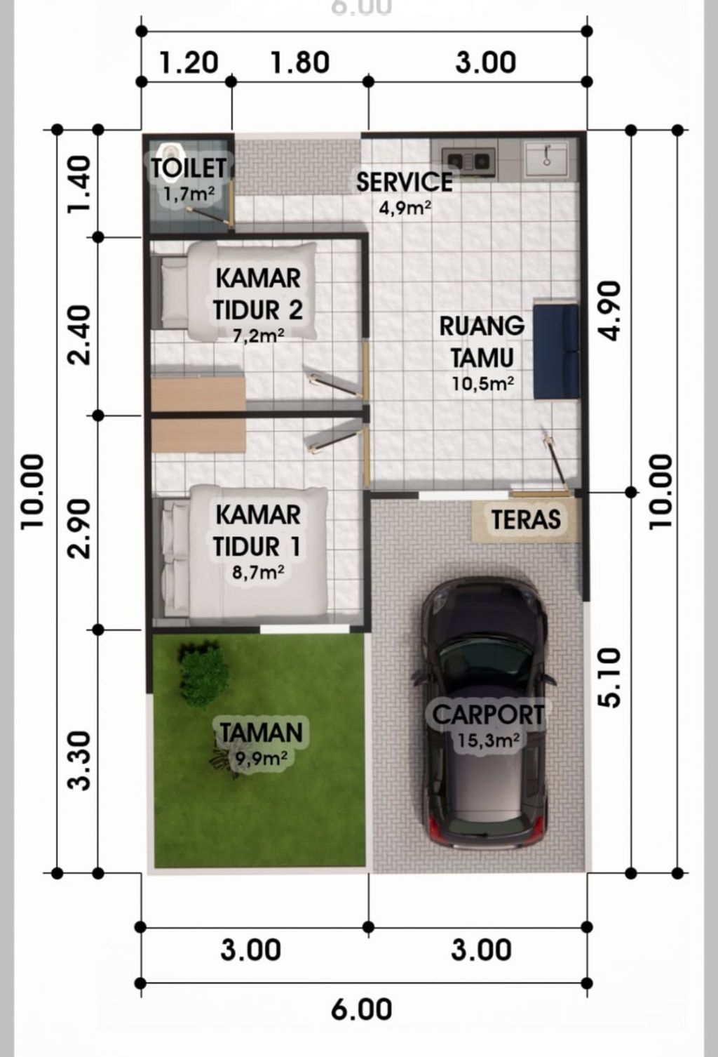 foto denah rumah tipe 27-77 perumahan PILAR MAS PERSADA 2