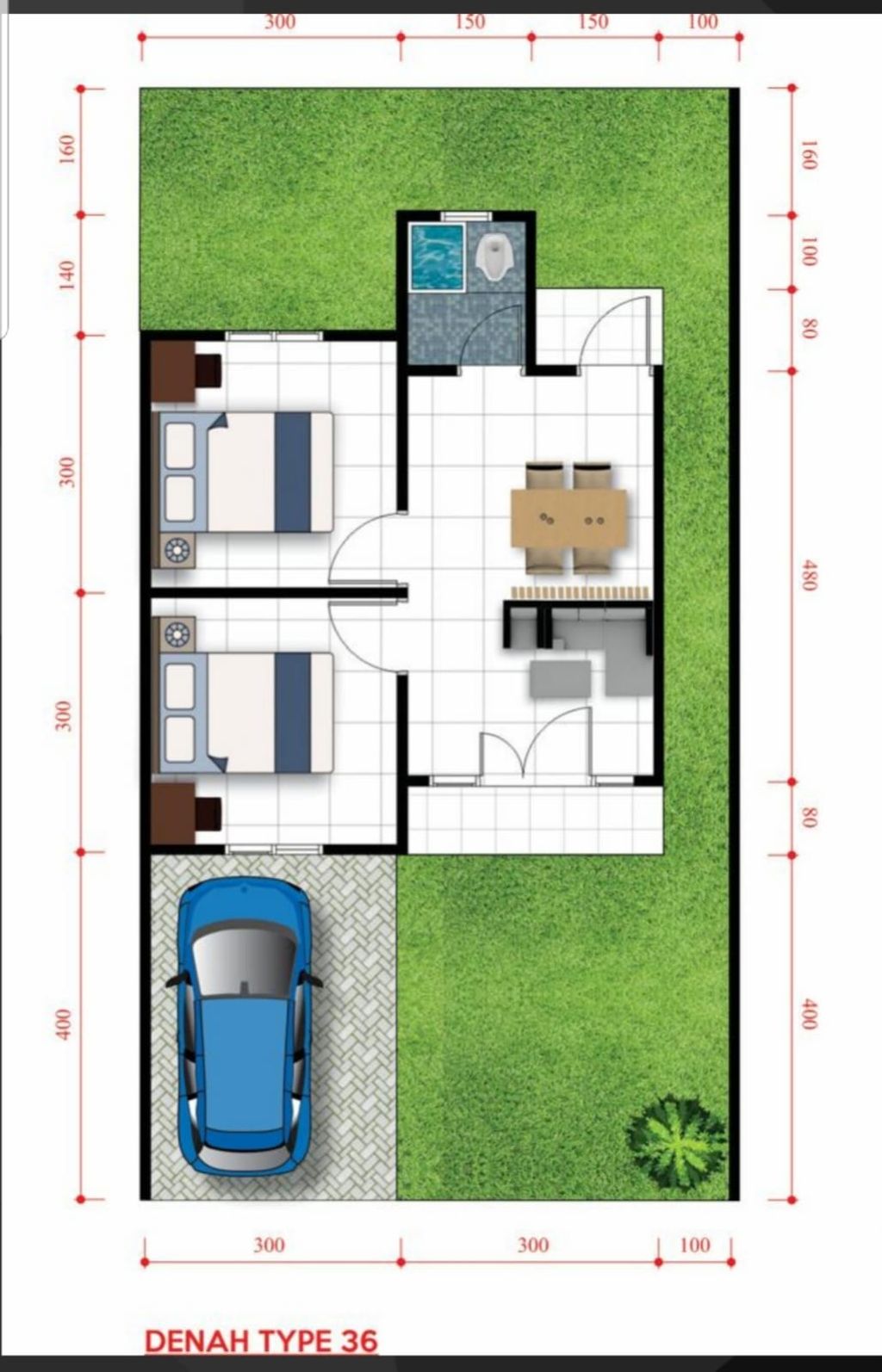 foto denah rumah tipe 36 perumahan PERUMAHAN MAHARANI RESIDENCE