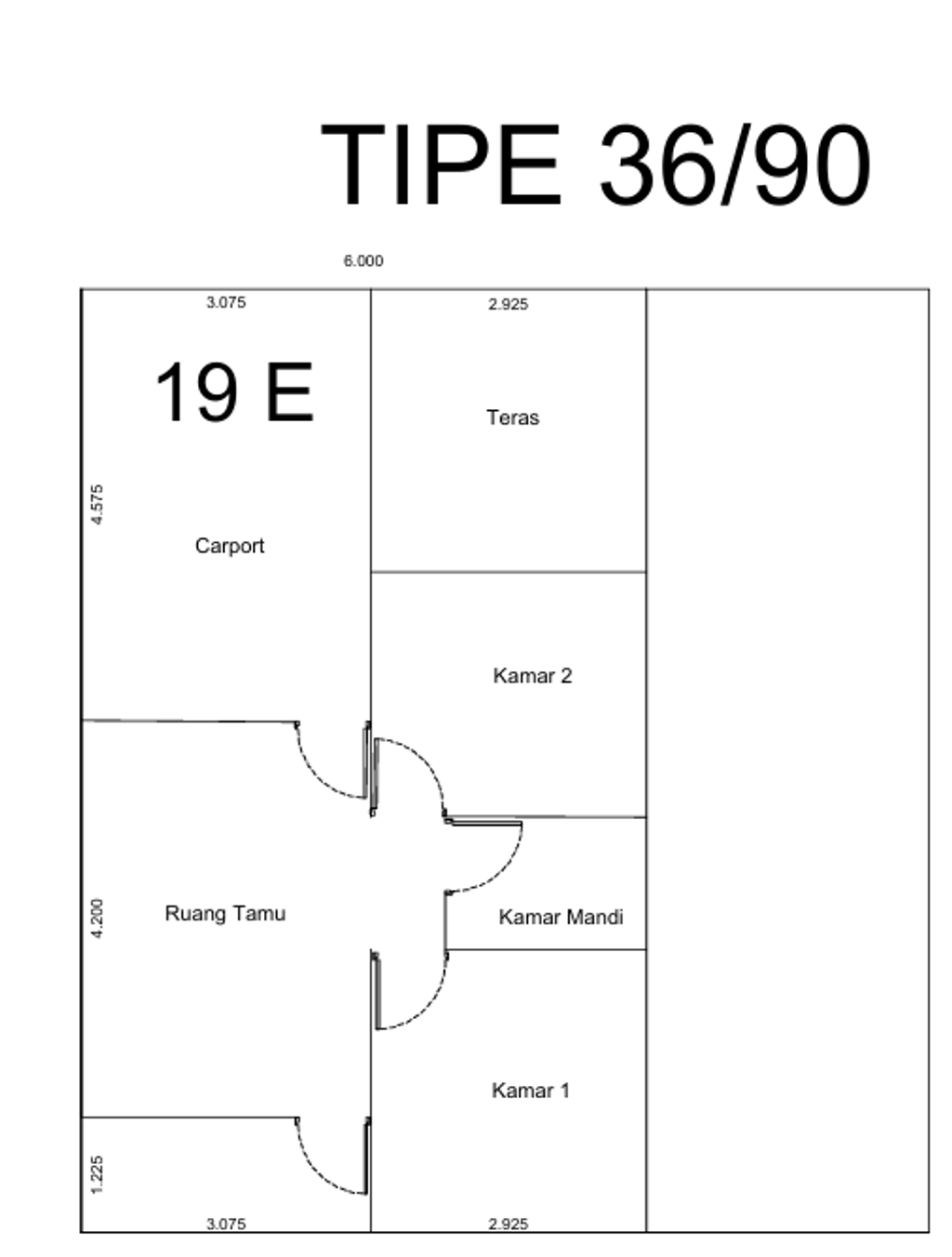 foto denah rumah tipe 36/90 perumahan VISHAKA PREMIERE