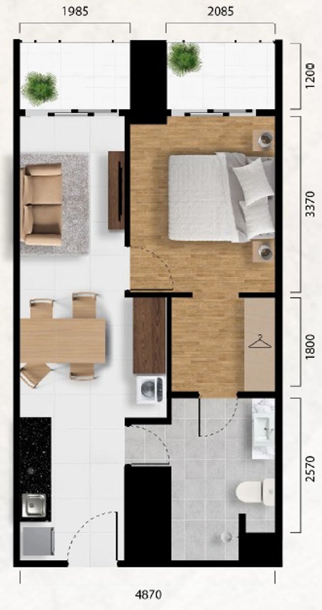 foto denah rumah tipe 1 BR perumahan Saffron Noble Apartment
