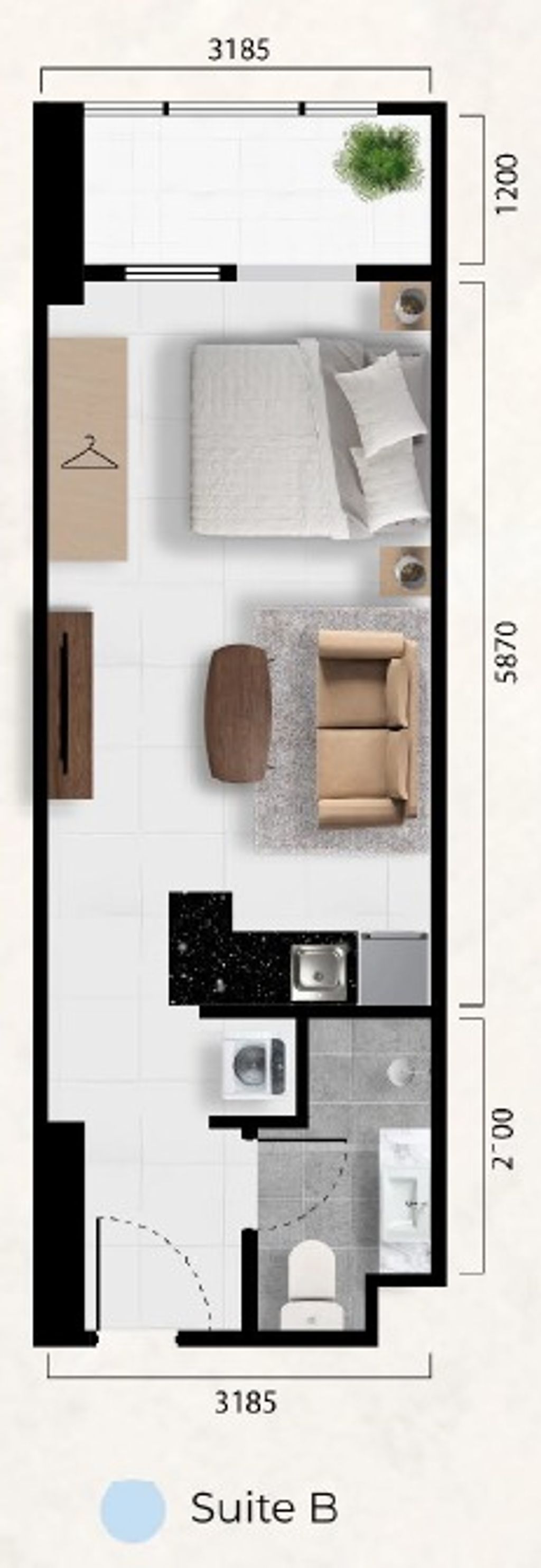 foto denah rumah tipe SUITE B perumahan Saffron Noble Apartment