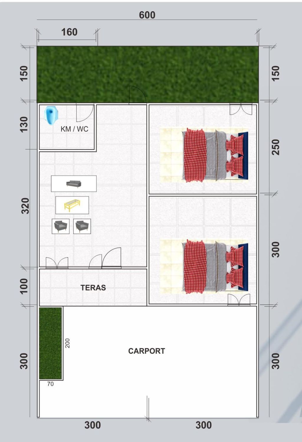 foto denah rumah tipe 32/60 perumahan SIP 3 BULU