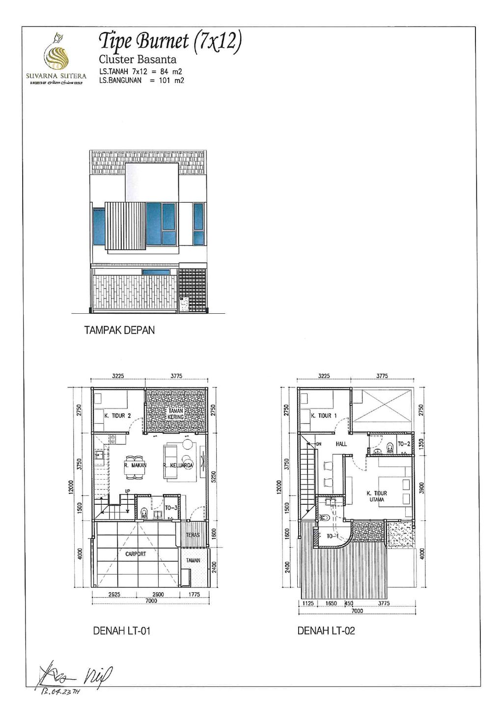 foto denah rumah tipe BURNET perumahan CLUSTER BASANTA, SUVARNA SUTERA