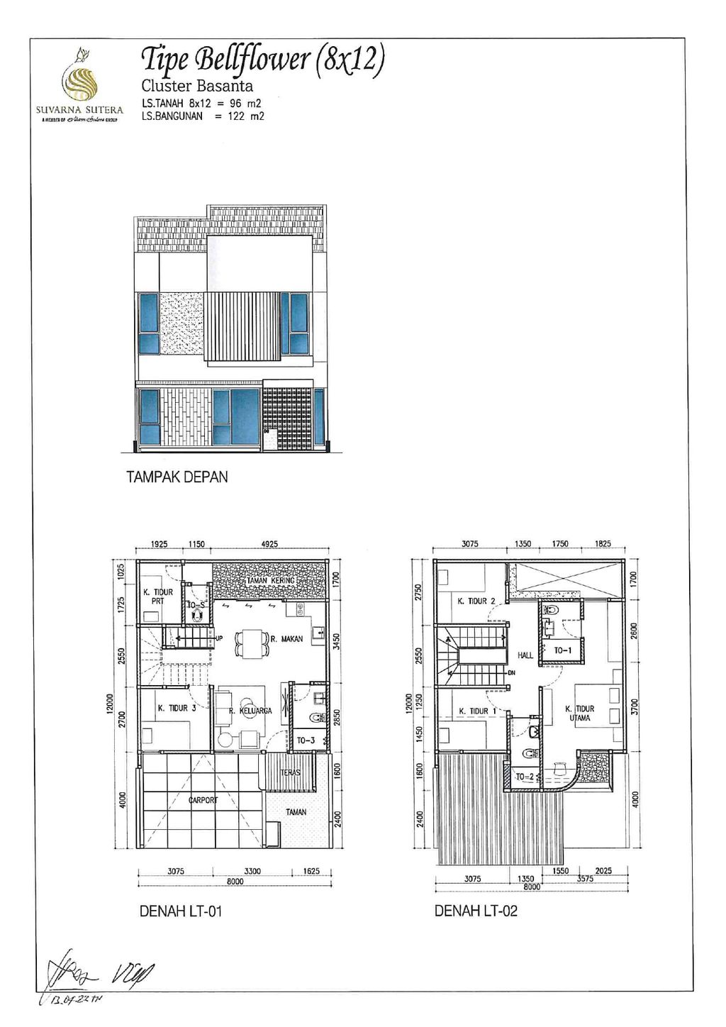 foto denah rumah tipe BELLFLOWER perumahan CLUSTER BASANTA, SUVARNA SUTERA