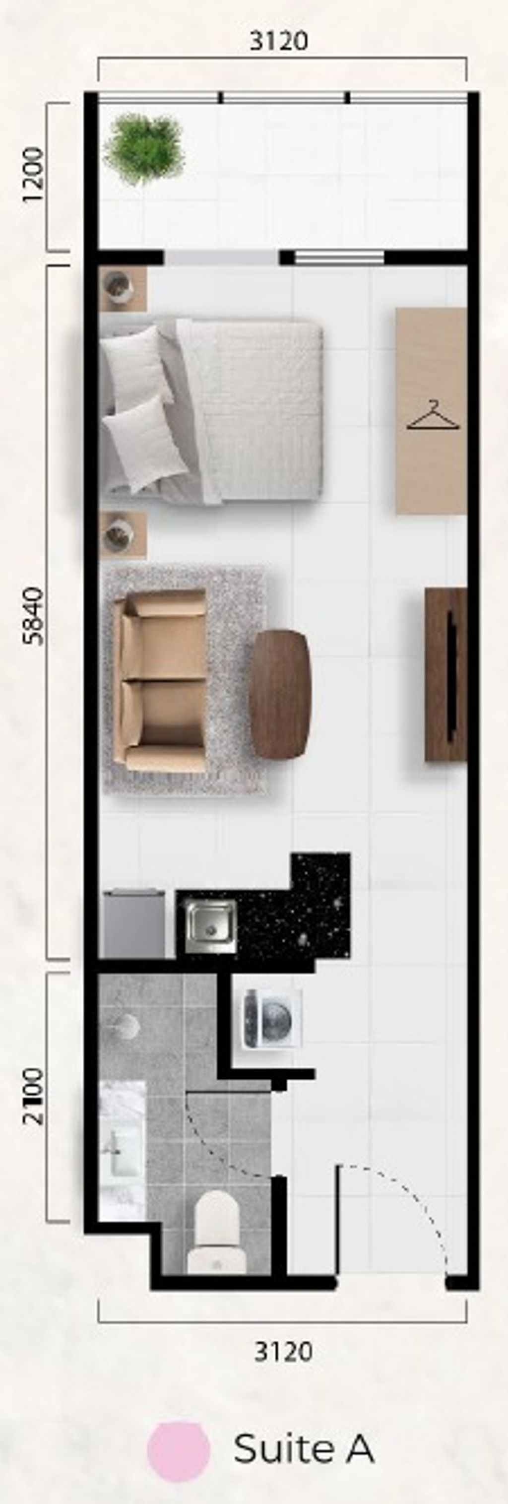 foto denah rumah tipe SUITE A perumahan Saffron Noble Apartment