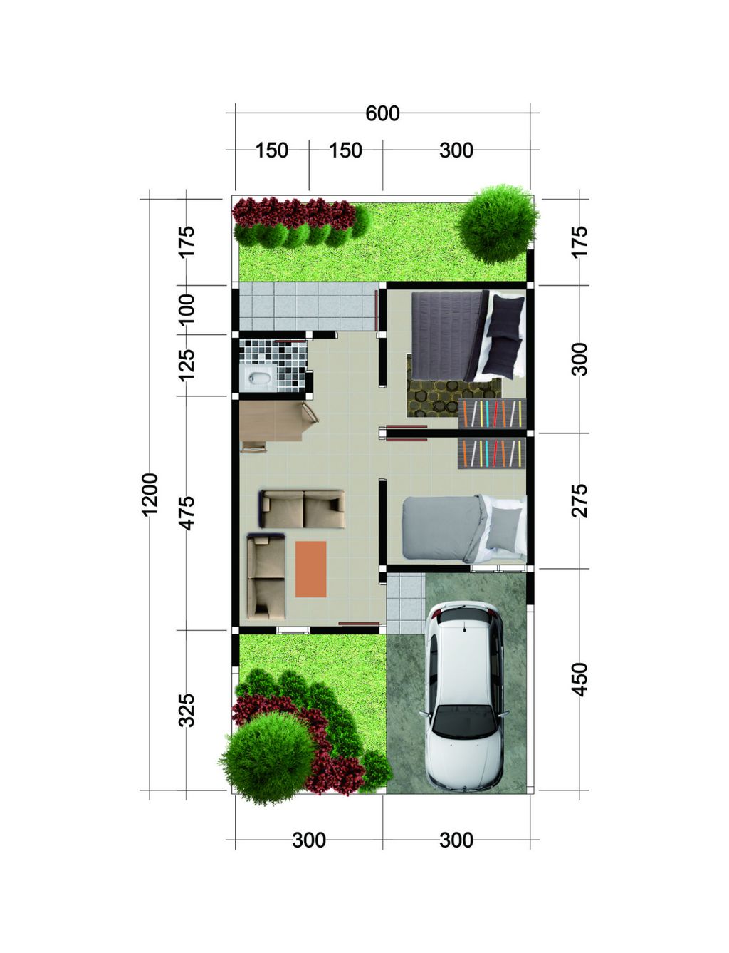 foto denah rumah tipe 36/72 perumahan BATARIA LAND II TAHAP 3