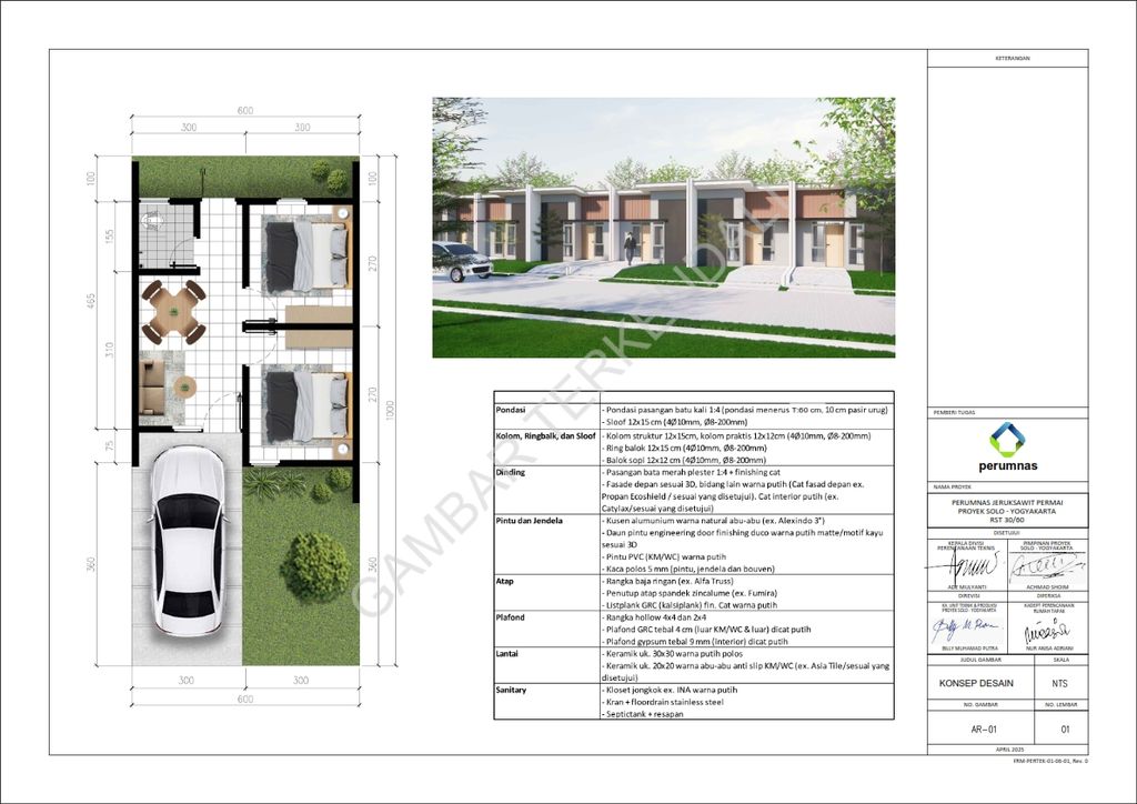 foto denah rumah tipe 30/60 perumahan PERUMAHAN JERUK SAWIT PERMAI