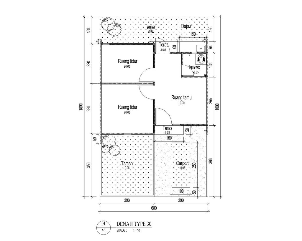 foto denah rumah tipe 30 perumahan NEW TAMAN SEMESTA TAWENGAN