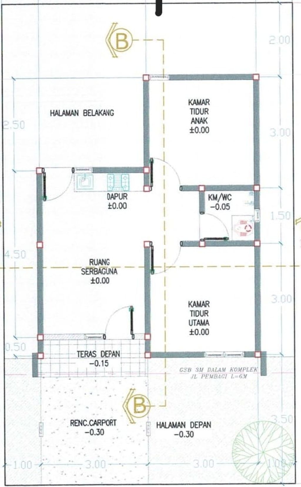 foto denah rumah tipe 36 perumahan GREEN ROYAL SAMMAN