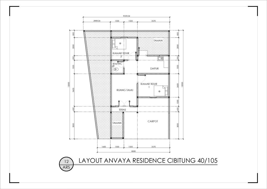 foto denah rumah tipe 40/105 perumahan ANVAYA RESIDENCE CIBITUNG