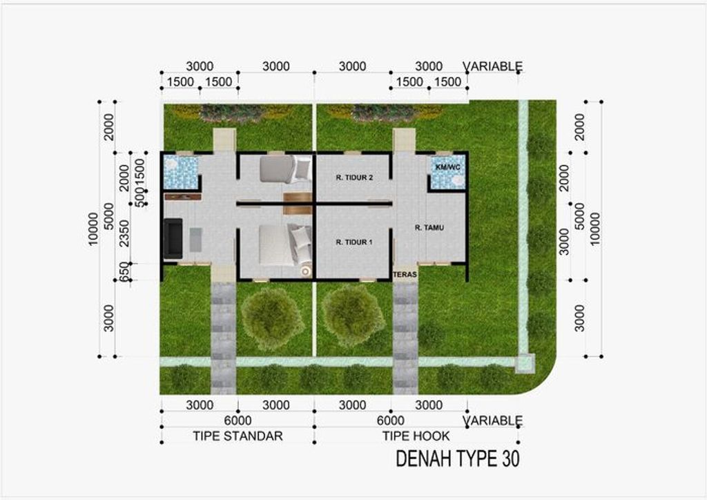 foto denah rumah tipe 30 / 60 perumahan GREEN SP LAND
