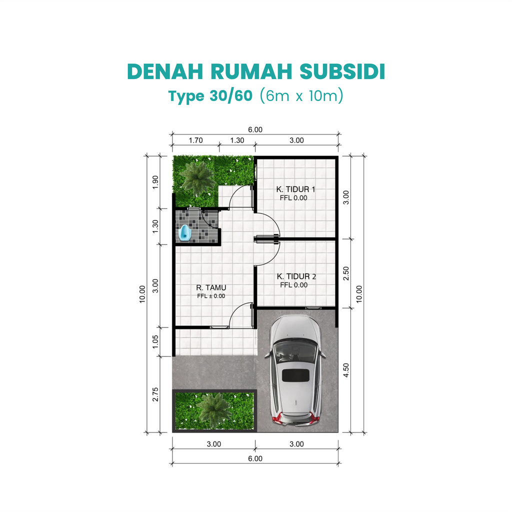 foto denah rumah tipe Subsidi perumahan GREEN CITY KERSANA