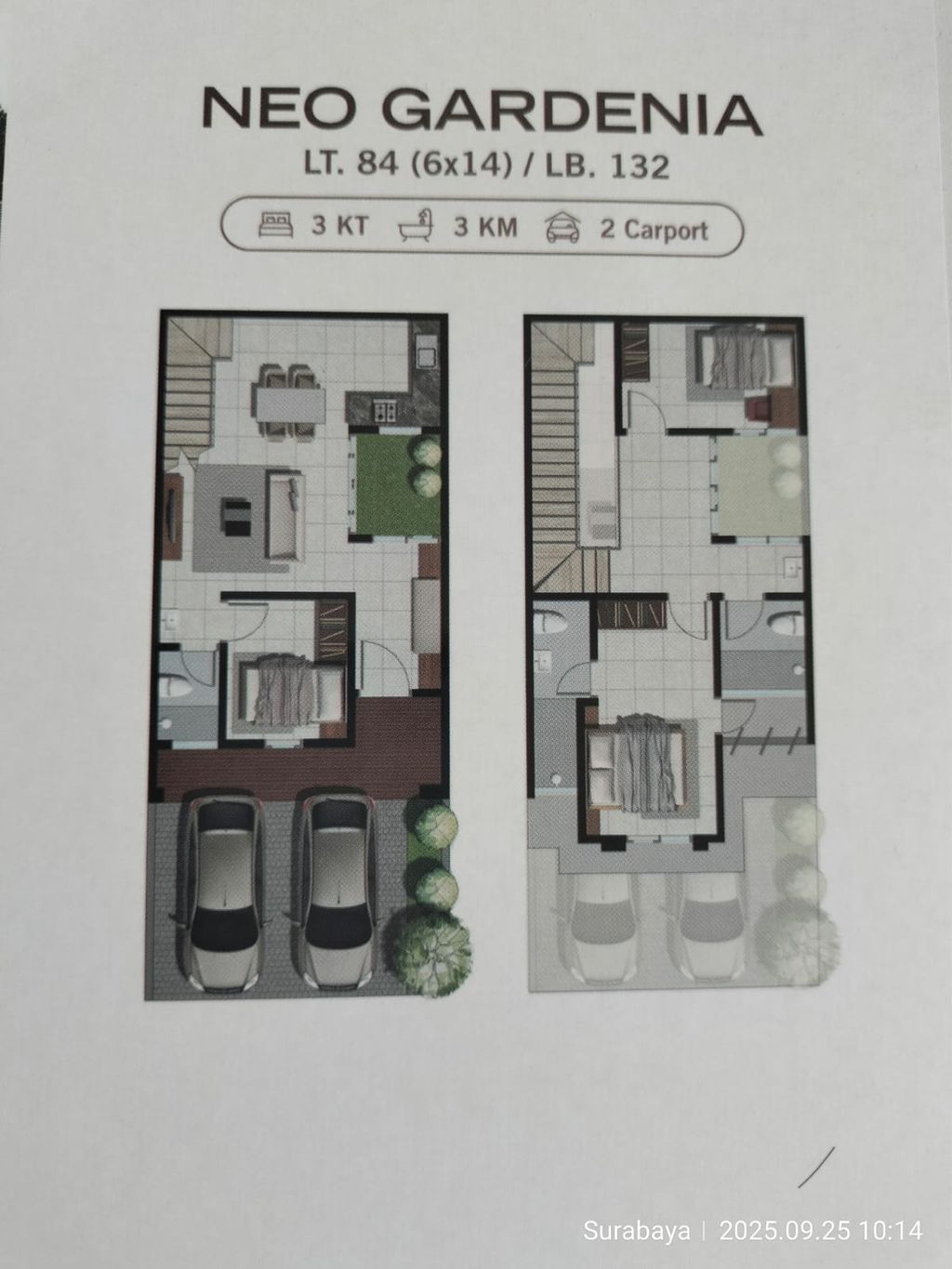 foto denah rumah tipe NEO GARDENIA A-21 perumahan SPRINGVILLE RESIDENCE