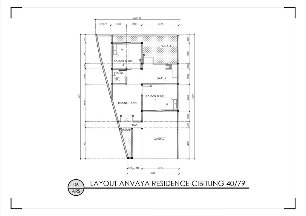 foto denah rumah tipe 40/79 perumahan ANVAYA RESIDENCE CIBITUNG