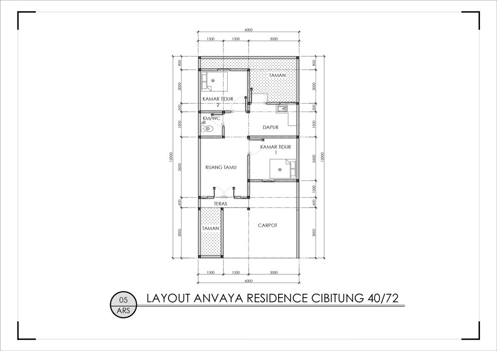 foto denah rumah tipe 40/72 perumahan ANVAYA RESIDENCE CIBITUNG