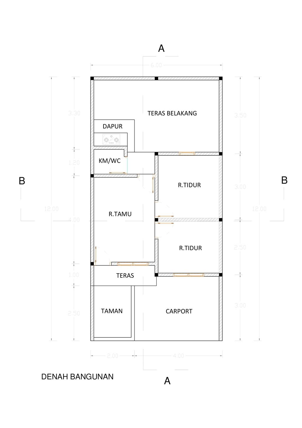 foto denah rumah tipe 36/72 (6x12) perumahan PONDOK PESONA