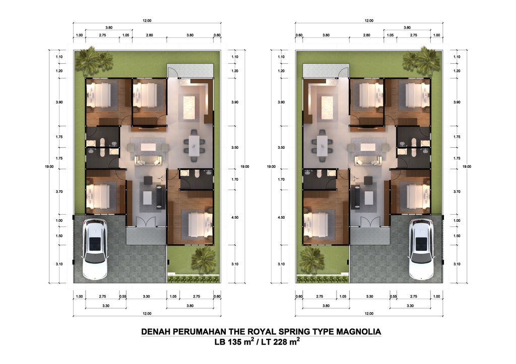 foto denah rumah tipe MAGNOLIA 135 perumahan THE ROYAL SPRING