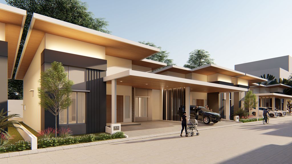 foto tampak rumah tipe MAGNOLIA 135 perumahan THE ROYAL SPRING