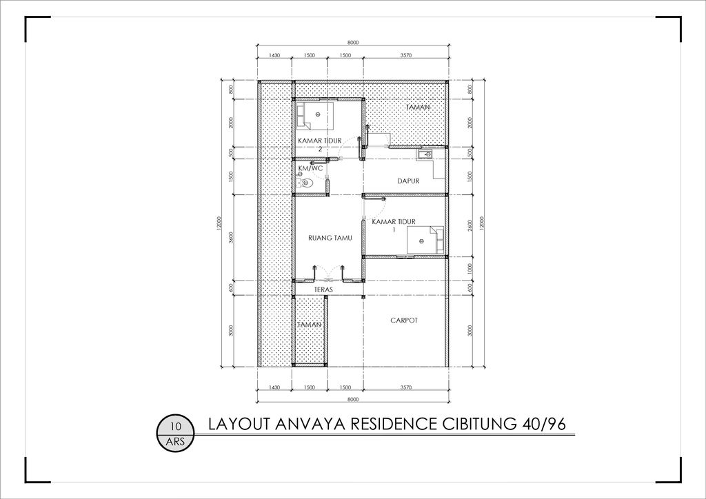 foto denah rumah tipe 40/96 perumahan ANVAYA RESIDENCE CIBITUNG